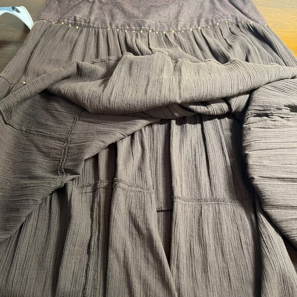 Brown Maxi Skirt Boho Gypsy Hippie Nature Forest Fairy Lagenlook Granola Size XL - Picture 5 of 12